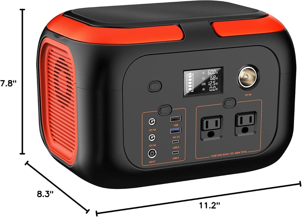 SinKeu Portable Power Station 600W, 296Wh/80000mAh Backup Lithium Battery Pack Bank, 110V Pure Sine Wave AC Outlet Solar Generator for Camping Emergency RV Outdoor Hurricane Supplies