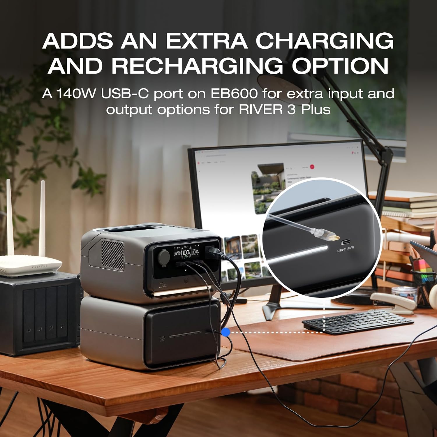 EF ECOFLOW River 3 Plus Portable Power Station Extra Battery EB600, 572Wh Expansion LiFePO4 (LFP) Battery with 10-Year Lifespan, Built-in 140W USB-C Port for Charging/Discharging, Use Independently