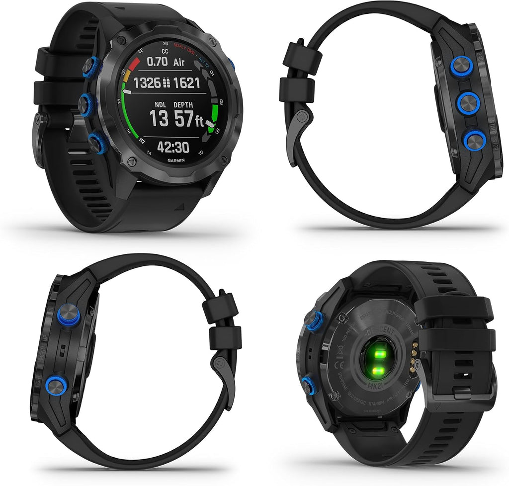 Garmin Descent Mk2i, Watch-Style Dive Computer with Air Integration, Multisport Training Smartwatch, Titanium Carbon Gray DLC with Black Band Bundle with inReach Mini 2,Flame Red with GPS + More