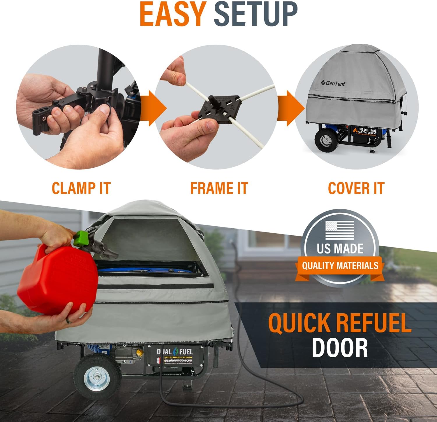 GenTent Open Frame Running Cover – Universal Kit Generator Tent (Gray, Original - Standard)