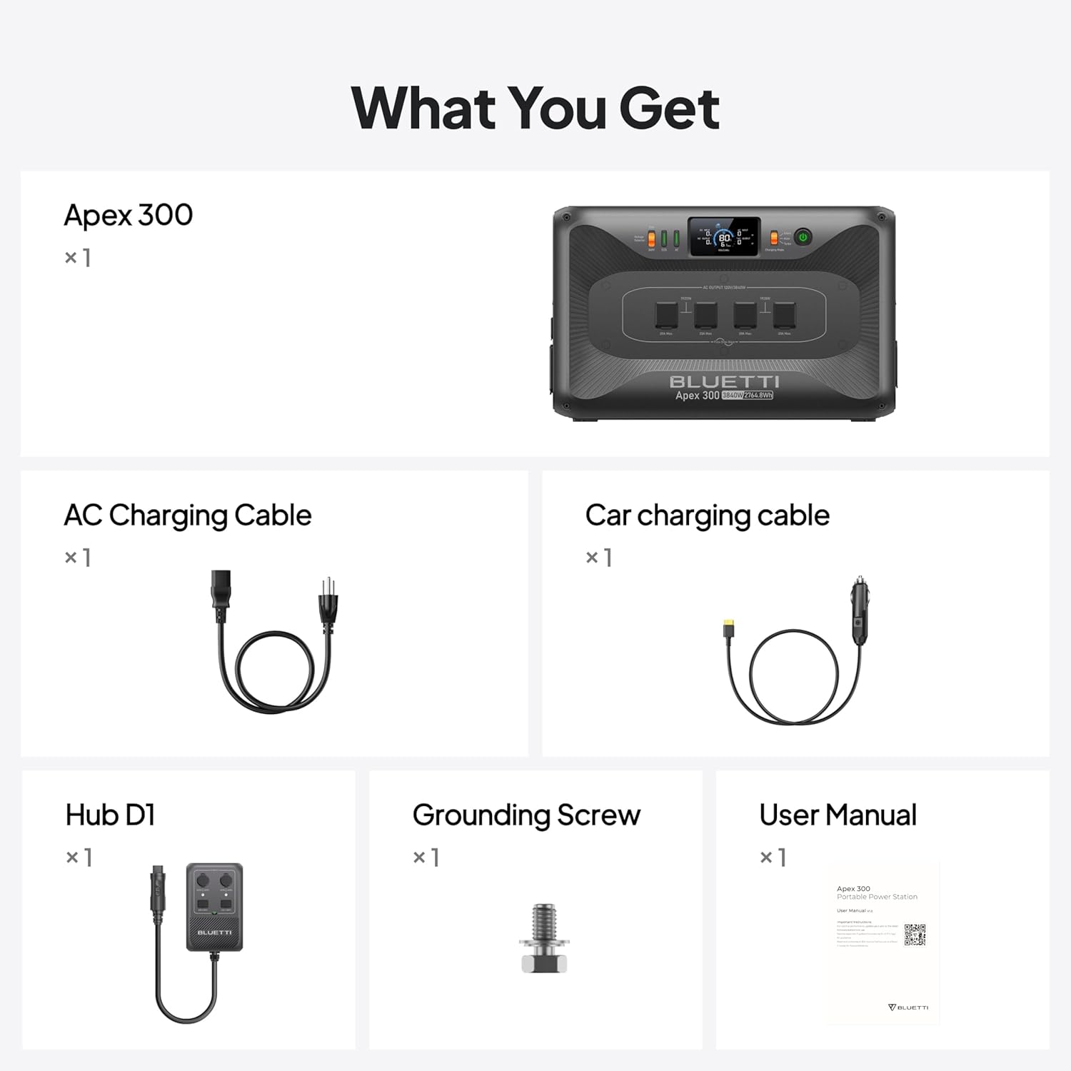 BLUETTI Apex 300 Portable Power Station with Hub D1, 2764.8Wh LFP Battery Backup with 6 3840W AC Outlets (7680W Surge), RV-Optimized DC Ports (50A Anderson), Ideal for Camping and RV Life