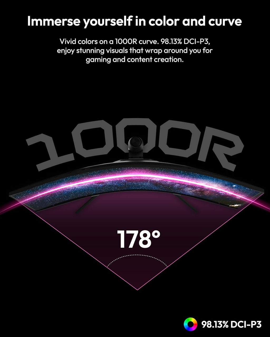 Pixio PXC348C Neo 34 inch 180Hz Refresh Rate UWQHD 1440p Ultrawide Resolution 1000R Curve Fast VA Panel 1ms Response Time USB-C Displayport 65W Charging AMD FreeSync Premium HDR Curved Gaming Monitor