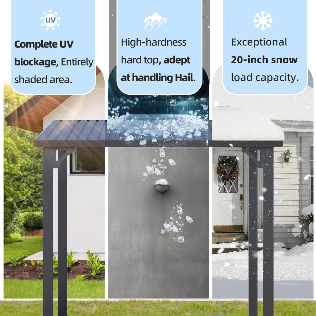 U-MAX 8' x 8' Outdoor Pergola Hardtop Gazebo, Wall-Mounted Heavy Duty Lean to Metal Awnings Gazebos on Clearance for Patio, Small Galvanized Steel Pergolas and Gazebo for Outdoor Use