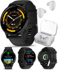Garmin Venu 3 GPS Smartwatch AMOLED Display 45 mm Watch, Advanced Health and Fitness Features, Up to 14 Days of Battery, Wheelchair Mode, Sleep Coach, Black with White Earbuds Bundle