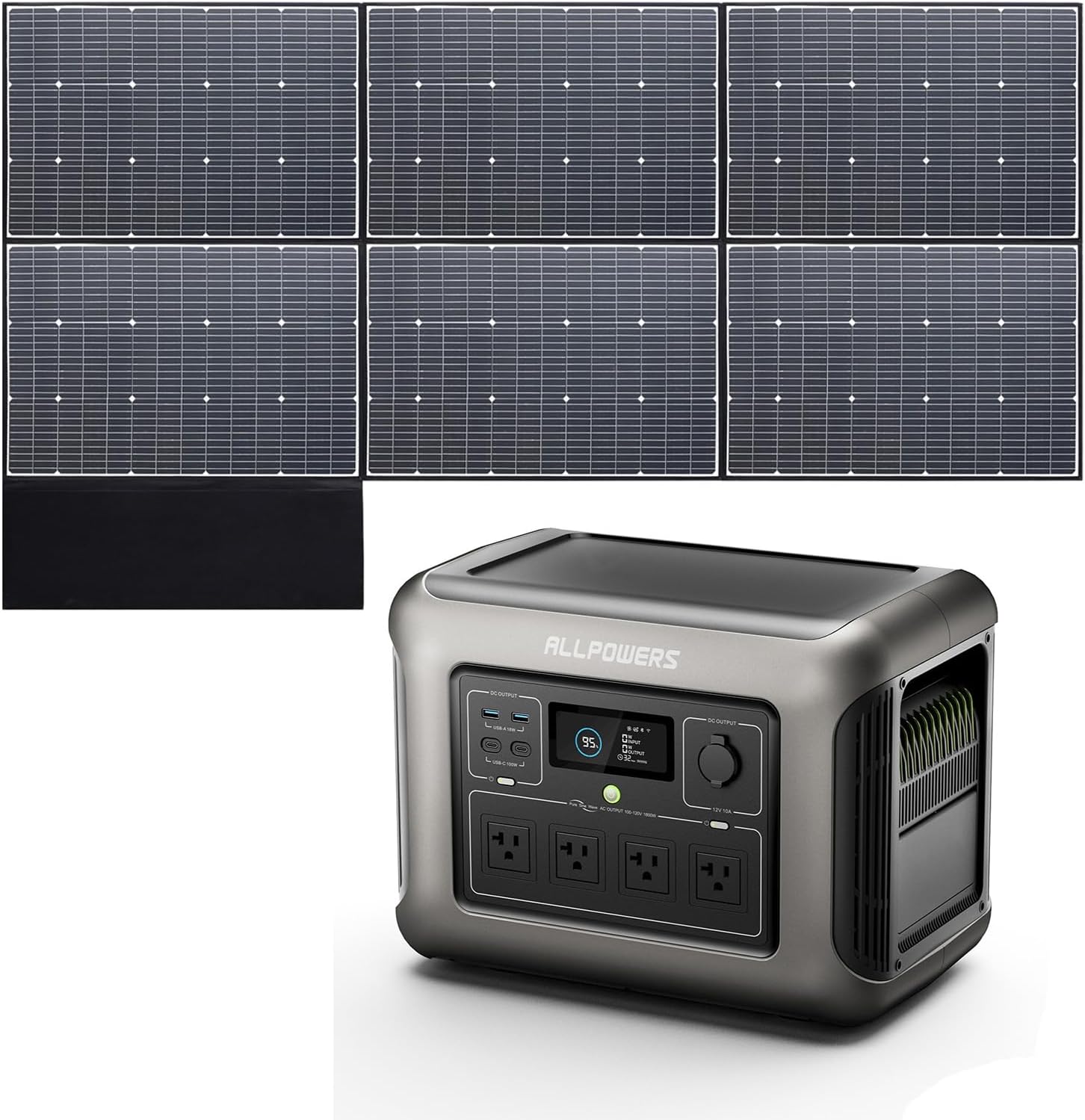 ALLPOWERS R1500 LITE Portable Power Station,1600W/1056Wh LiFePO4 Solar Generator, Solar Power with UPS Function, Fast Charging (R1500 LITE+SP039-600W)