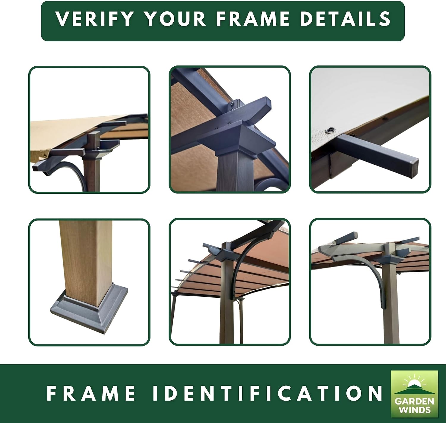 Garden Winds Heavy Duty Reinforced Replacement Canopy Top Cover Compatible with The Wilson & Fisher A106004500, A106004504, A106004502, A106004510 Capilano Pergola Gazebo - Classic Sand, Riplock 500