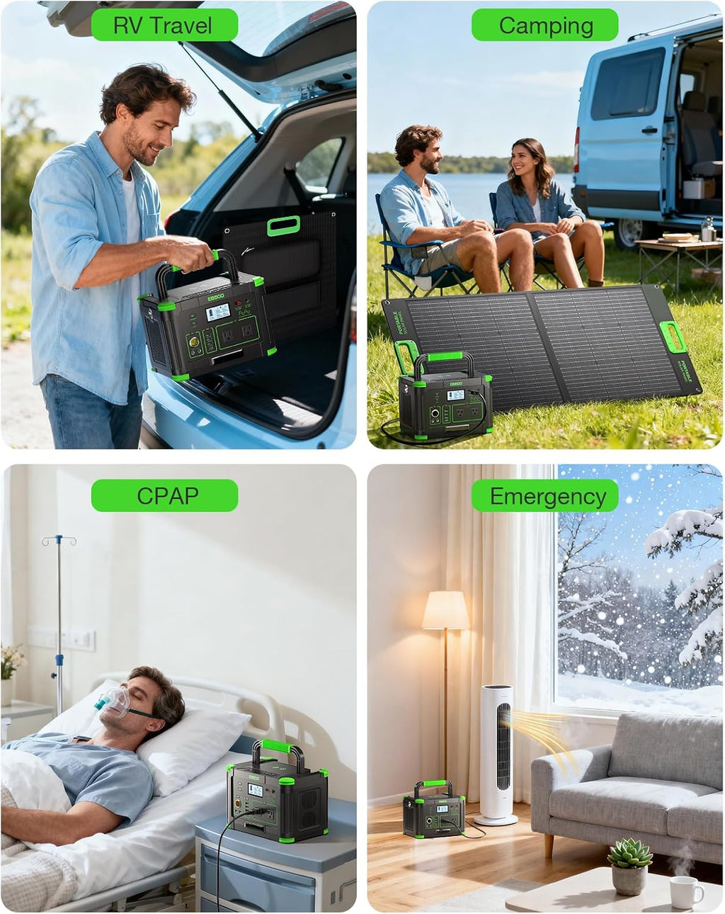 500W Portable Power Station 519.48Wh, Solar Generator with 60W USB-C PD Output, Built-in BMS 110V Pure Sine Wave AC Outlet Backup Lithium Battery for Outdoors Camping Travel Emergency (Peak 1000W)
