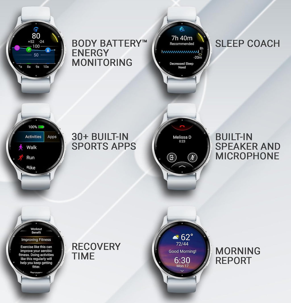 Garmin Venu 3 GPS Smartwatch AMOLED Display 45 mm Watch, Advanced Health and Fitness Features, Up to 14 Days of Battery, Whitestone with Black Earbuds Bundle