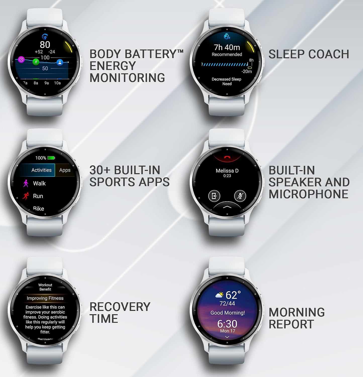 Garmin Venu 3 GPS Smartwatch AMOLED Display 45 mm Watch, Advanced Health and Fitness Features, Up to 14 Days of Battery, Whitestone with Black Earbuds Bundle