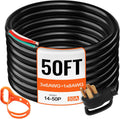 VEVOR 50FT 50 Amp Generator Cord, 6/3+8/1 AWG Pure Copper STW Cable 125V/250V 12500W, NEMA 14-50P to Bare Wire Open End for Transfer Switch Inlet Box Hardwire, ETL Listed