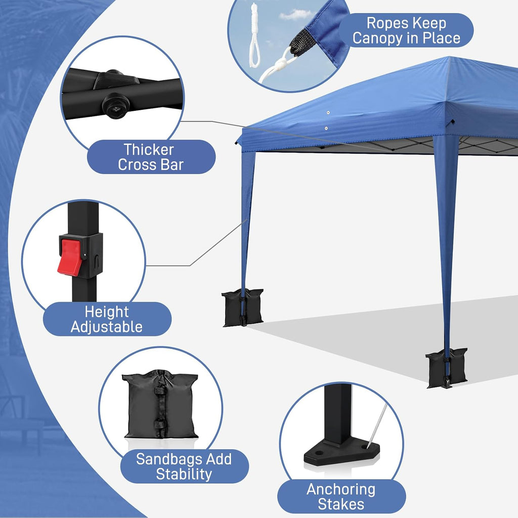 VINGLI 10x20 Pop Up Canopy Tent with Sidewalls, Outdoor Gazebo Canopy Tent, Patio Event Tents Outdoor Event Shelter for Parties (Blue)