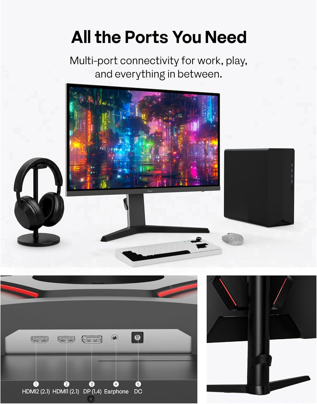 Pixio PX27U Prime Neo 27 inch Dual Mode UHD 4K 160Hz/FHD 1920x1080p 320Hz Fast IPS Panel 1ms GTG Response Time Gaming Monitor with Adaptive Sync HDR and Fully Adjustable Stand