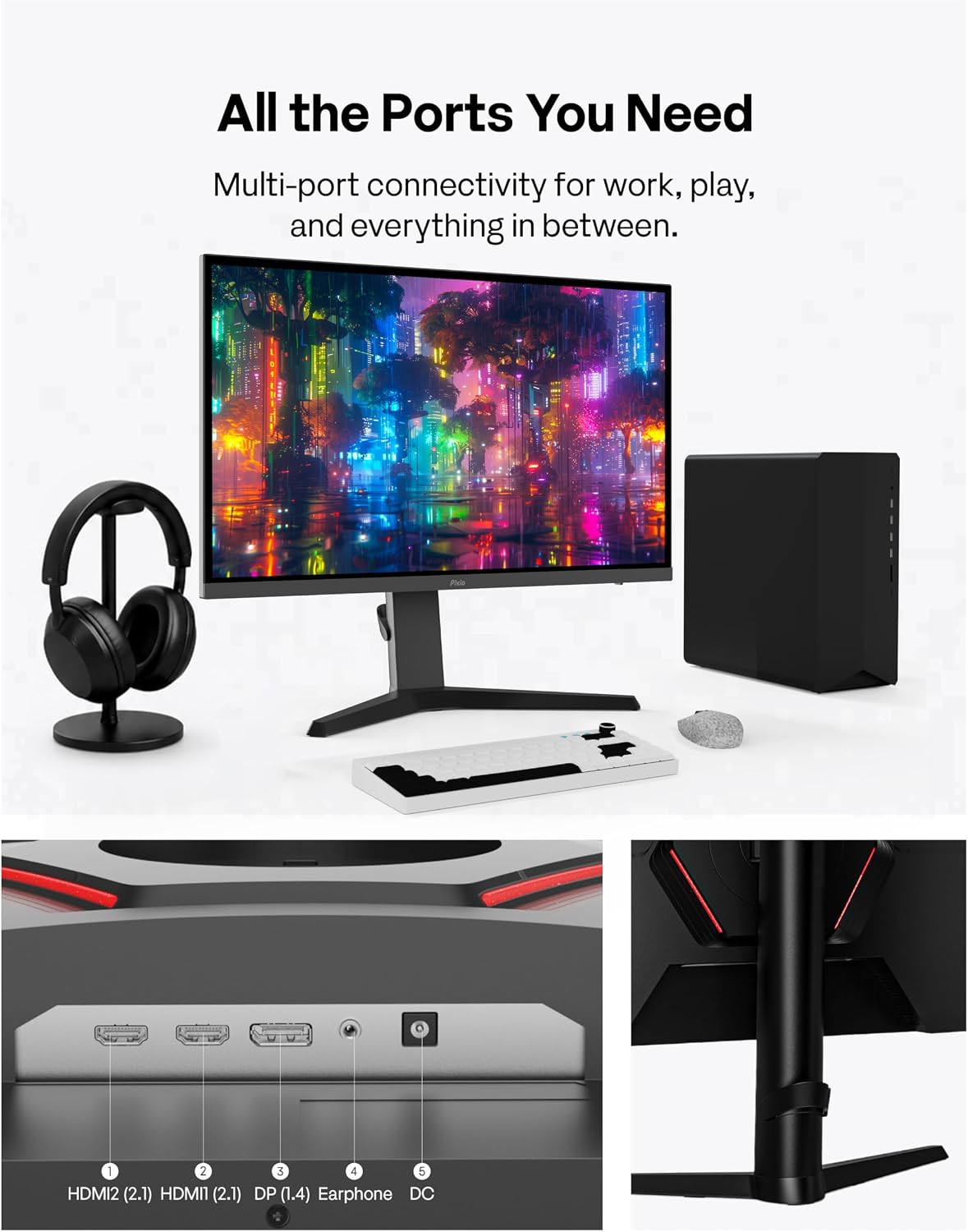 Pixio PX27U Prime Neo 27 inch Dual Mode UHD 4K 160Hz/FHD 1920x1080p 320Hz Fast IPS Panel 1ms GTG Response Time Gaming Monitor with Adaptive Sync HDR and Fully Adjustable Stand