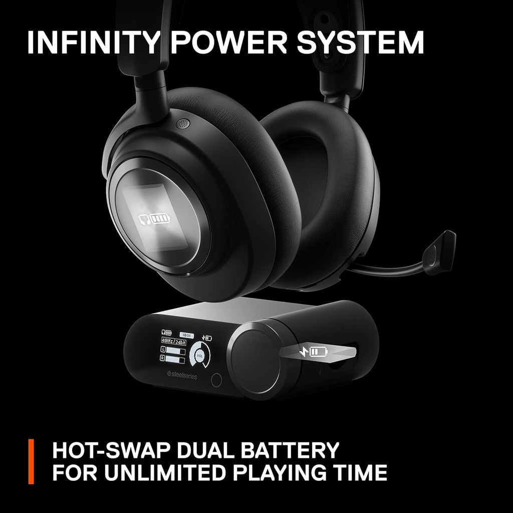 SteelSeries Arctis Nova Pro Wireless Multi-System Gaming Headset - Premium Hi-Fi Drivers - Active Noise Cancellation - Infinity Power System - ClearCast Mic (Renewed)