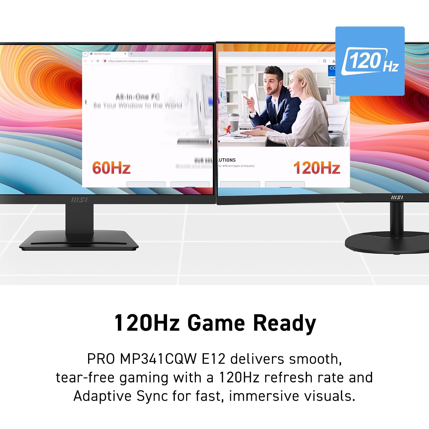 msi PRO MP341CQ E12 34-inch VA 3440 x 1440(UWQHD) Computer Monitor, 120Hz, Adaptive-Sync, HDMI, DisplayPort, VESA Mountable, Speaker, 1ms, Black