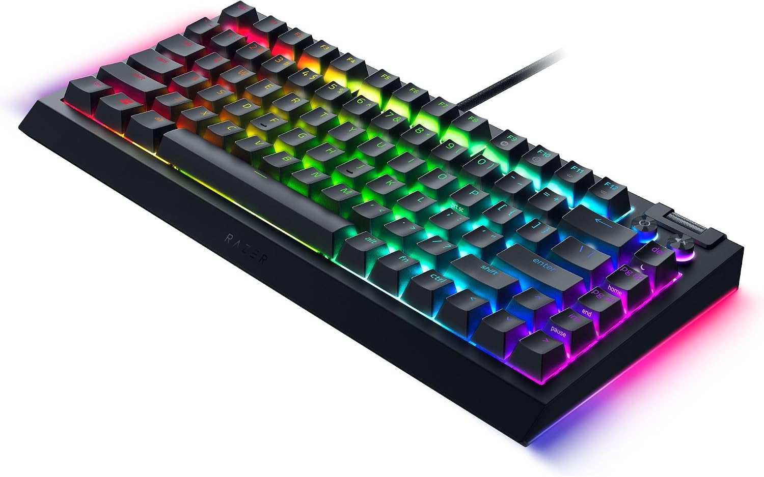 Razer BlackWidow V4 75% Mechanical Gaming Keyboard: Hot-Swappable Design - Compact & Durable - Orange Tactile Switches - Chroma RGB - MF Roller & Media Keys - Comfortable Wrist Rest - Black