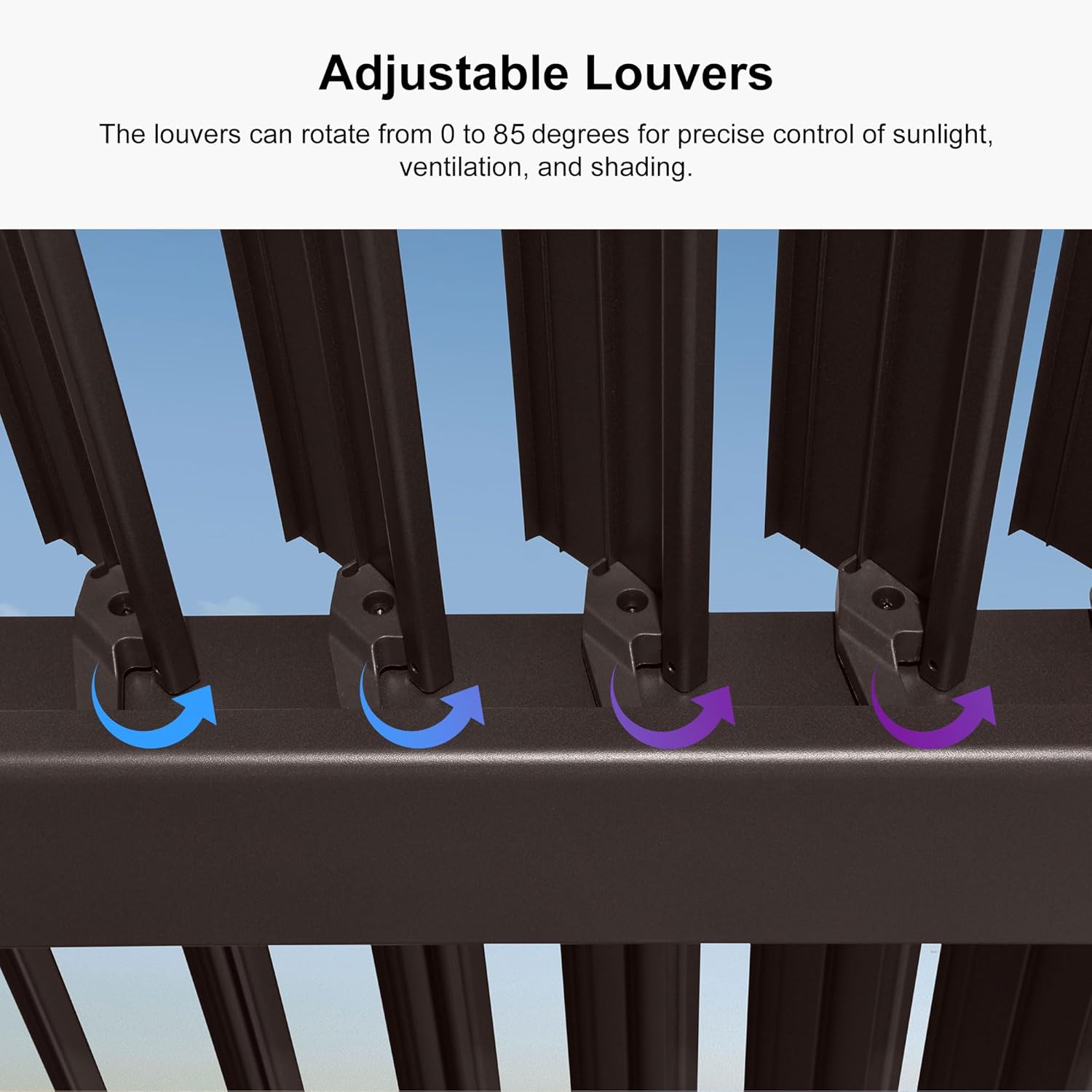 PURPLE LEAF 10' x 12' Louvered Pergola Outdoor Adjustable Louvre Shade Modern Patio Aluminum Pergola with Retractable Roof for Deck Backyard Garden Hardtop Gazebo, Bronze