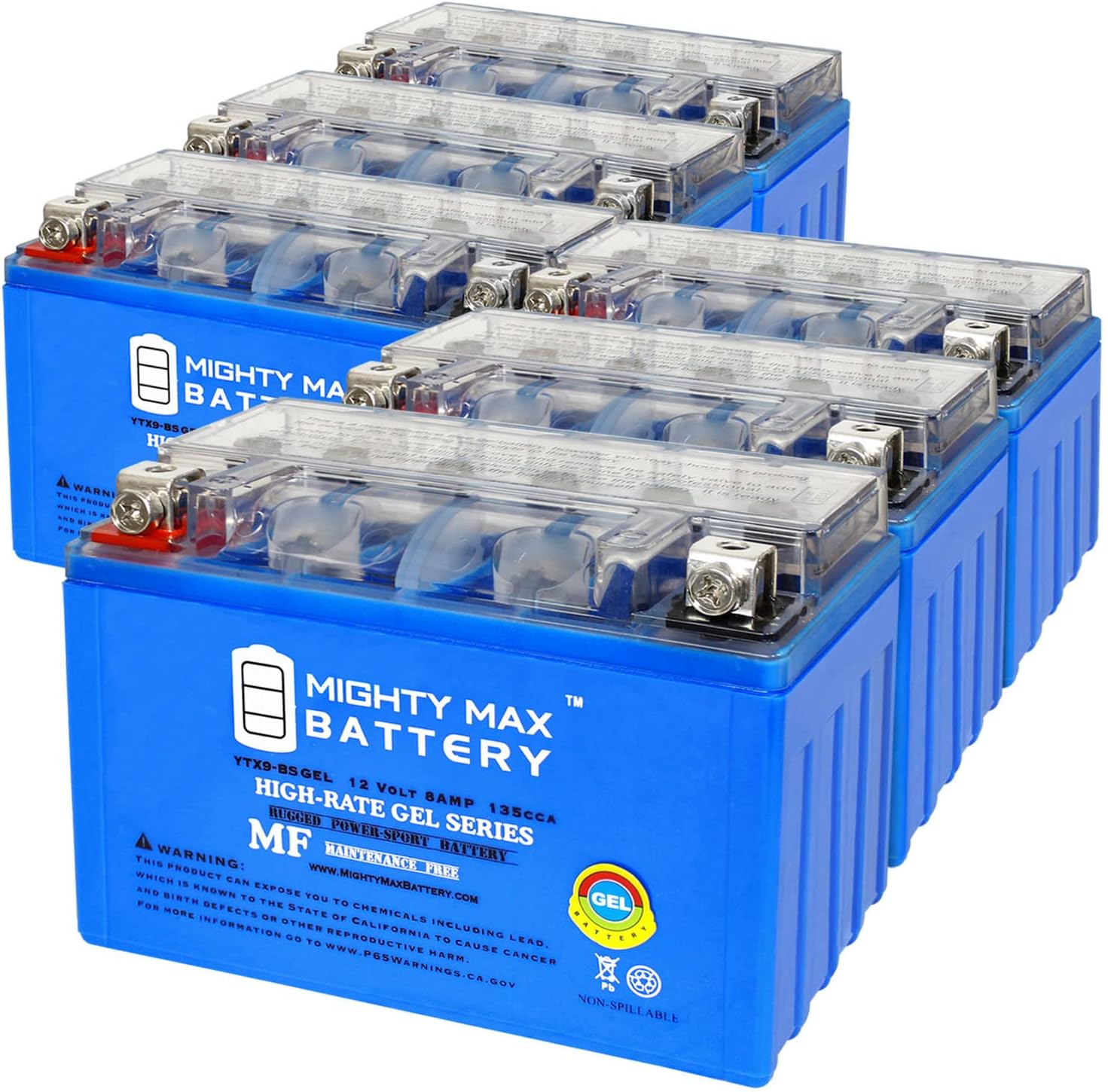 Mighty Max Battery YTX9-BSGEL 12V 8AH GEL Replacement Battery compatible with Honda EU3000 Generator 00-11 - 6 Pack