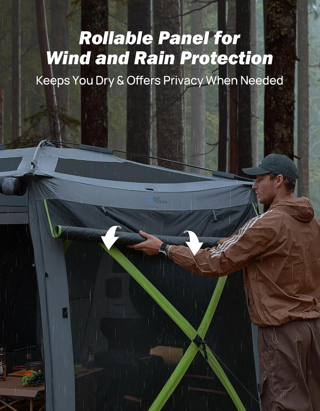 JOYTUTUS Dual-Use Pop up SUV Tent for Camping, 11x11 FT for Family, SUV Tailgate Tent for Vehicle Camping, Outdoor Gazebo, Canopy Shelter Portable Carry Bag, Grey Green