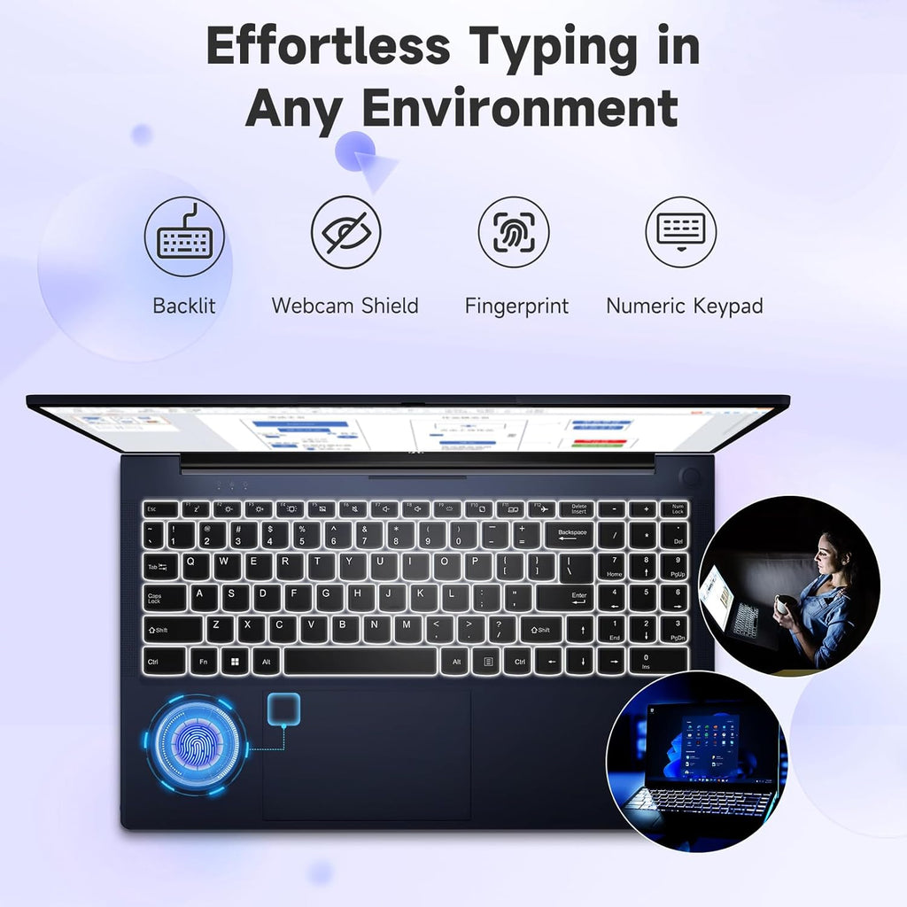 NIMO 15.6' IPS FHD-Student-Laptop, Intel 6 Cores I3-1215U 16GB RAM 256GB SSD (Beats i5-1135G7, Up to 4.4GHz) Computer with 65W Type C Backlit Keyboard Fingerprint, for Home and Business