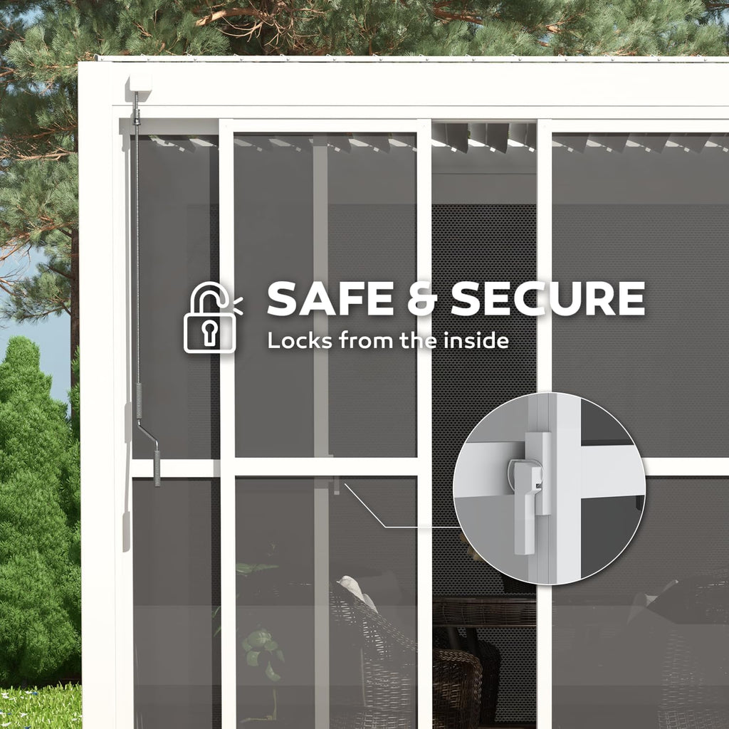 Mirador Accessory - 10' Sliding PC Door with Handle for Pergola 111 Series, 4 Panels Detachable Moveable Door, Easy Install Windproof UV-Resistant, White, not pergola