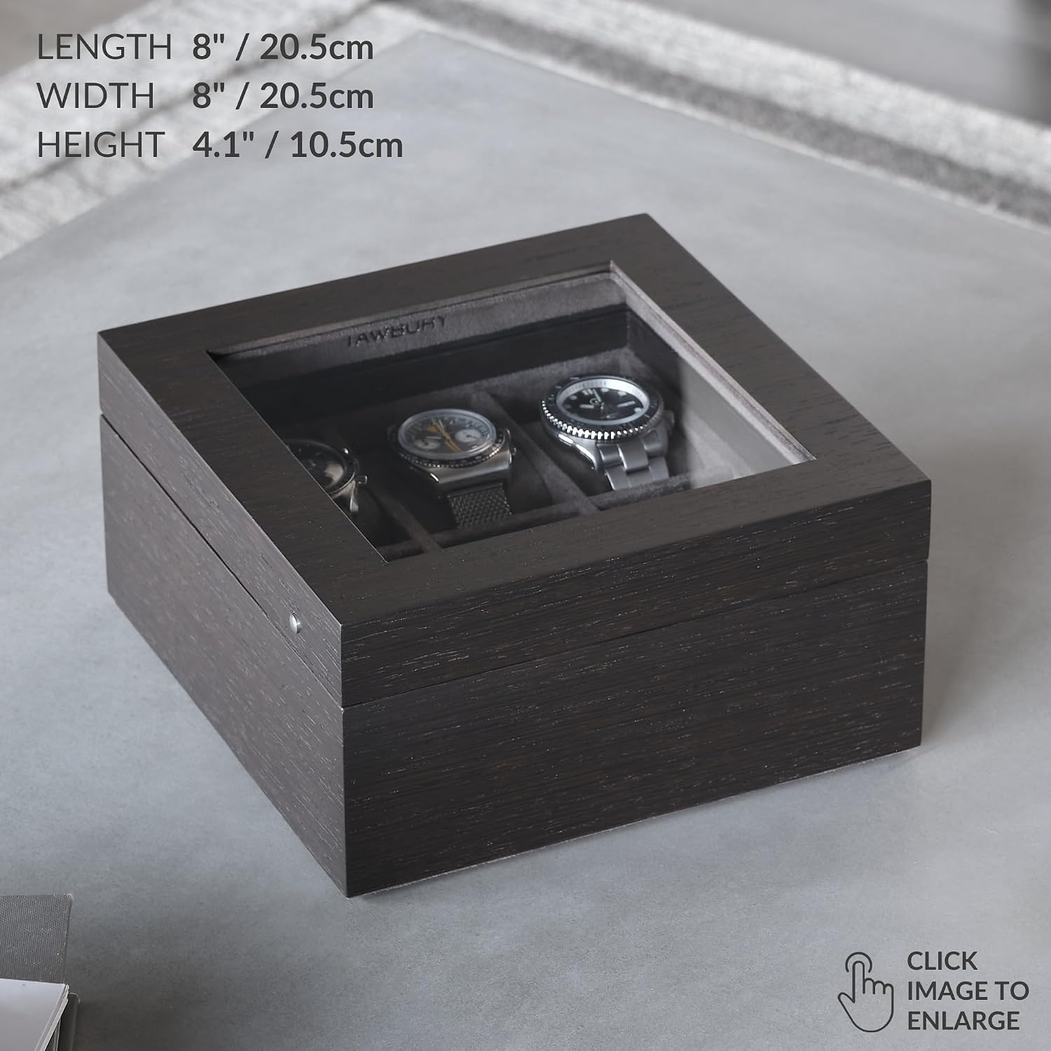 TAWBURY Wooden Watch Box Organizer for Men – 6 Slot Watch Box for Men | Luxury Watch Case for Men | Wood Watch Box Unisex | Wood Glass Watch Box Case Organizer | Wooden Watch Boxes for Men 6 Slot