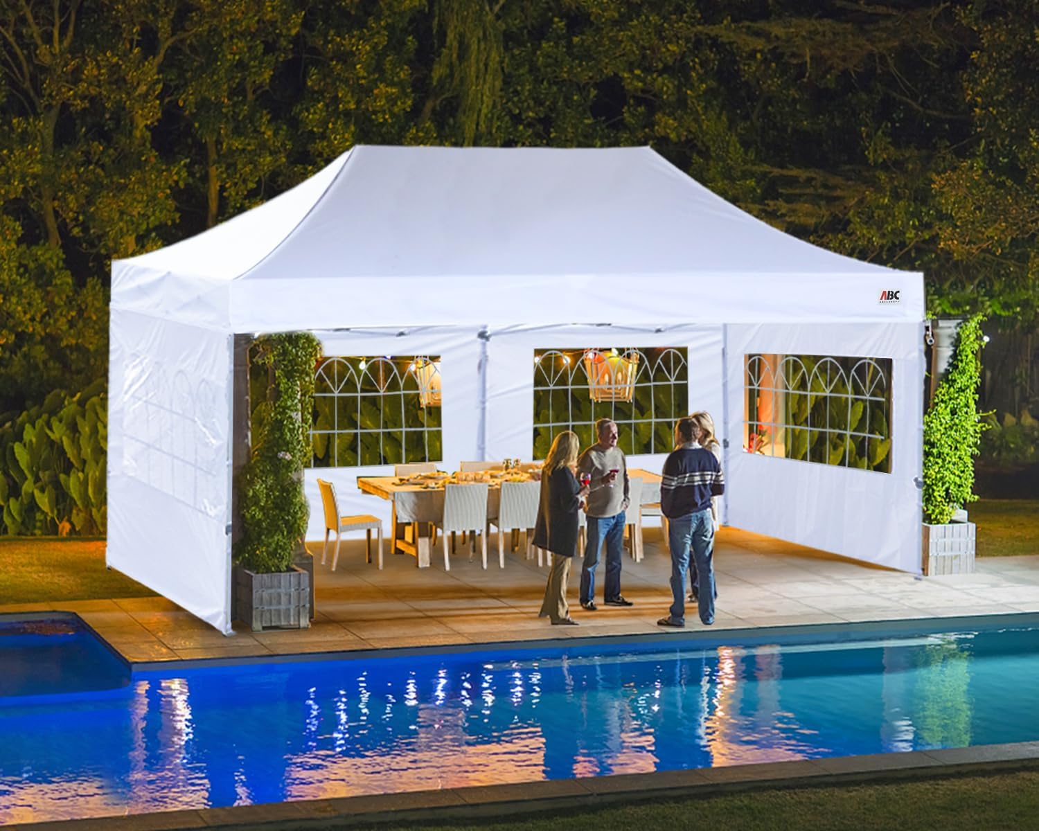 ABCCANOPY Outdoor Winter Gazebo 10x20, Premium Instant Pop Up Canopy Tent with Elegant Church Window,Snow and Rain Protection, Bonus Wheeled Bag,White