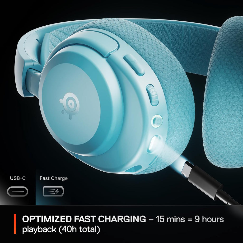 SteelSeries Arctis Nova 3X Wireless Multi-Platform Gaming Headset — Mobile App Control — 40 HR Battery — Neodymium Magnetic Drivers — 2.4GHz/Bluetooth — Xbox, PS5, PC, Switch, Mobile — Aqua