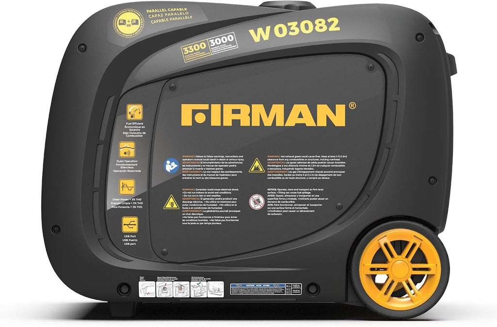 FIRMAN W03082 Inverter Portable Generator 3300W Electric Start, Whisper Series Quiet Power Supply, Parallel Ready RV Ready 120V, Camping, Tailgating, Outdoor Recreation, Emergency Backup Use