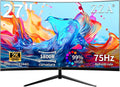 ZZA 27 Inch Curved Gaming Monitor-2K QHD (2560x1440) 75Hz Display,HDMI/DP USB Connectivity,Tilt Adjustable,Wall Mountable,Perfect for PC Gaming Office