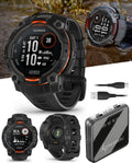 Garmin Instinct 3 Solar 45 mm, Rugged Outdoor GPS Smartwatch, Metal-Reinforced Bezel, Built-in Flashlight, Up to 28 Days of Battery Life, Black with Black Band Bundle