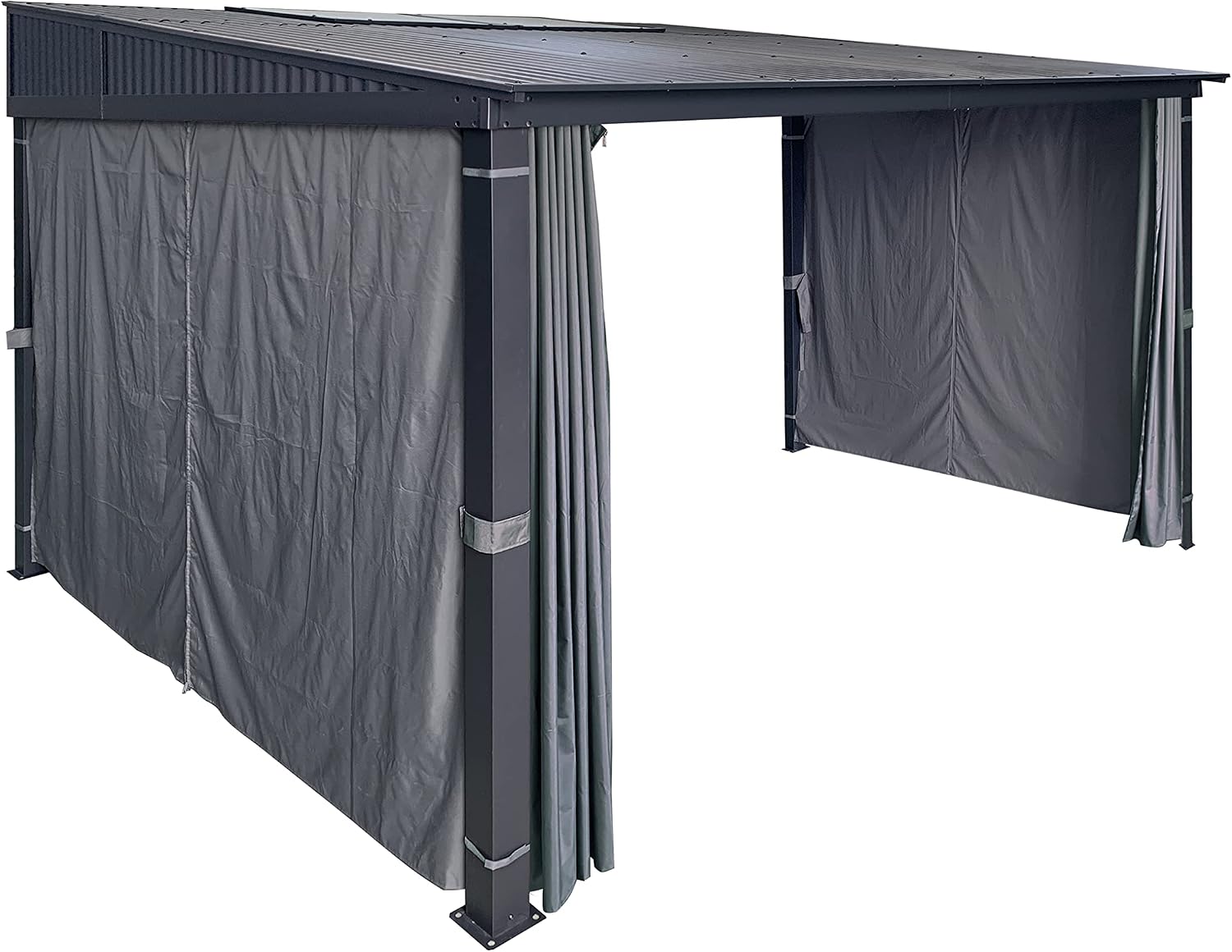 APEX GARDEN Universal 3-Side Privacy Curtain Set for 10' x 12' Awing/Sun Shelter/Gazebo (Dark Grey (3-Side ONLY))