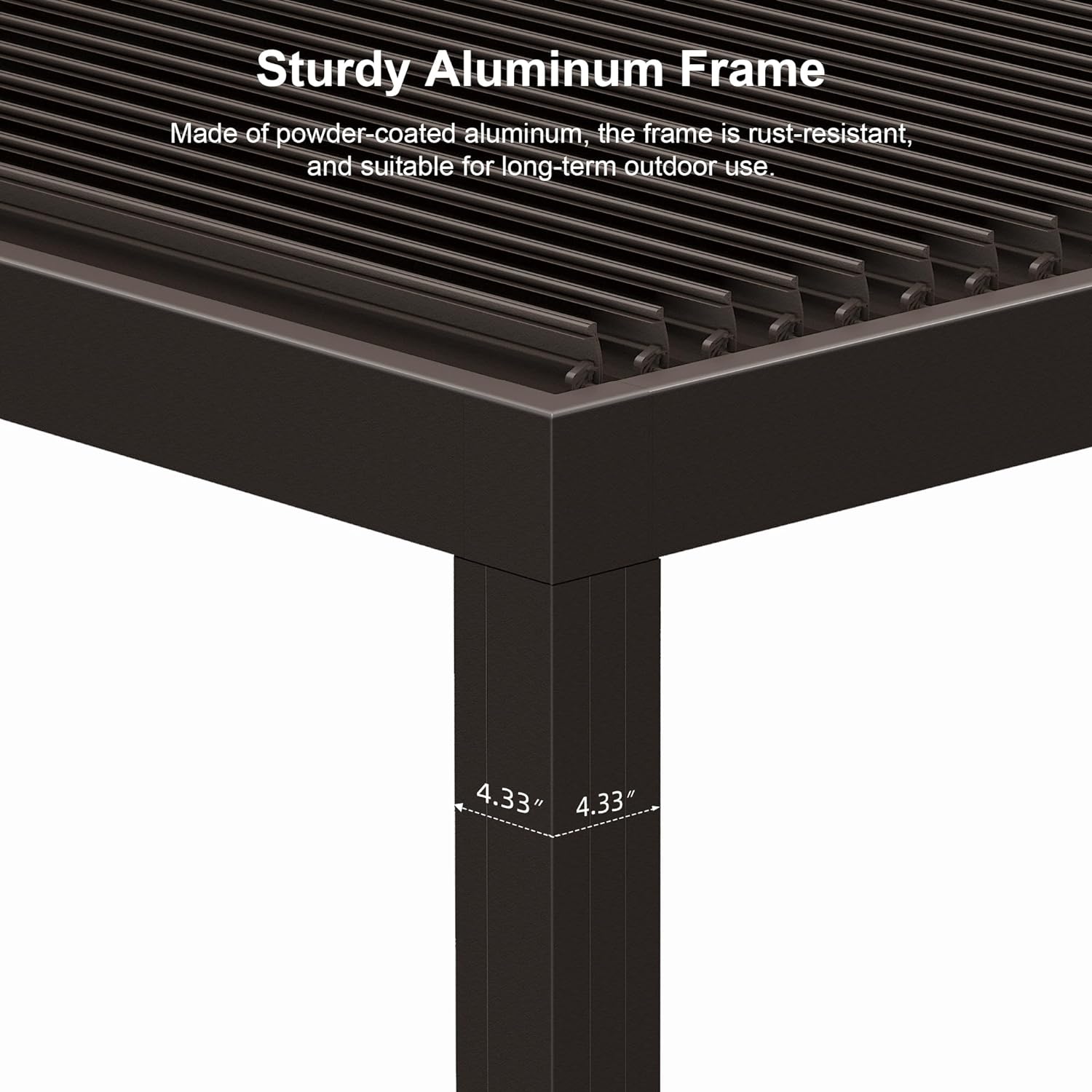 PURPLE LEAF Louvered Pergola 10' × 12' Outdoor Hardtop Gazebo Sun Shade with Adjustable Canopy Patio Aluminum Retractable Roof for Outside Deck Backyard Pavilion Bronze