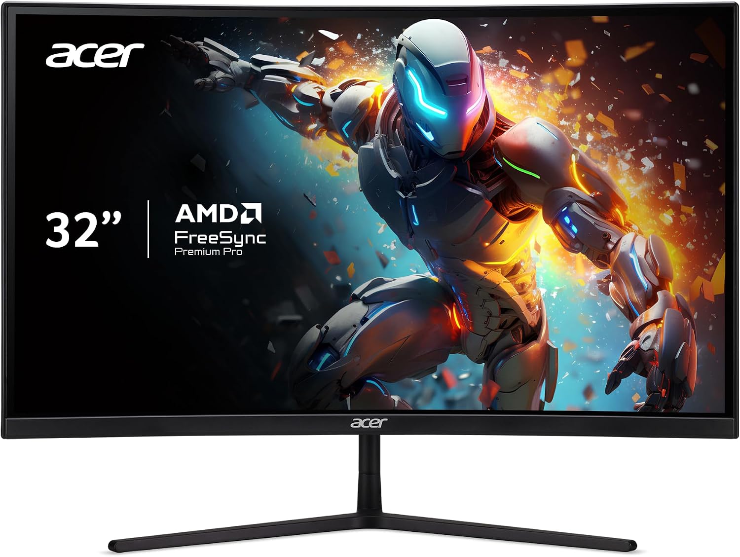 Acer EI322QUR Pbmiippx 31.5' 1500R Curved WQHD 2560 x 1440 Gaming Monitor | AMD FreeSync Premium Pro | Up to 165Hz Refresh Rate | 1ms VRB | VESA DisplayHDR 400 | 2 x Display Ports & 2 x HDMI 2.0 Ports
