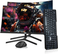 MTG Dual 24' Curved Monitor Full HD 1080P Frameless Screen, HDMI DP USB Audio, Low Motion Blur, VESA Mount, Wireless Keyboard Mouse Combo, Computer Monitor for Gaming, Home and Office