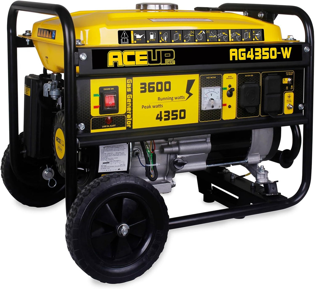 Aceup Energy 4,350 Watt Gas Generator Portable for home use, Gas Powered generator with Wheels Kit, 30A Outlet, EPA & CARB Compliant