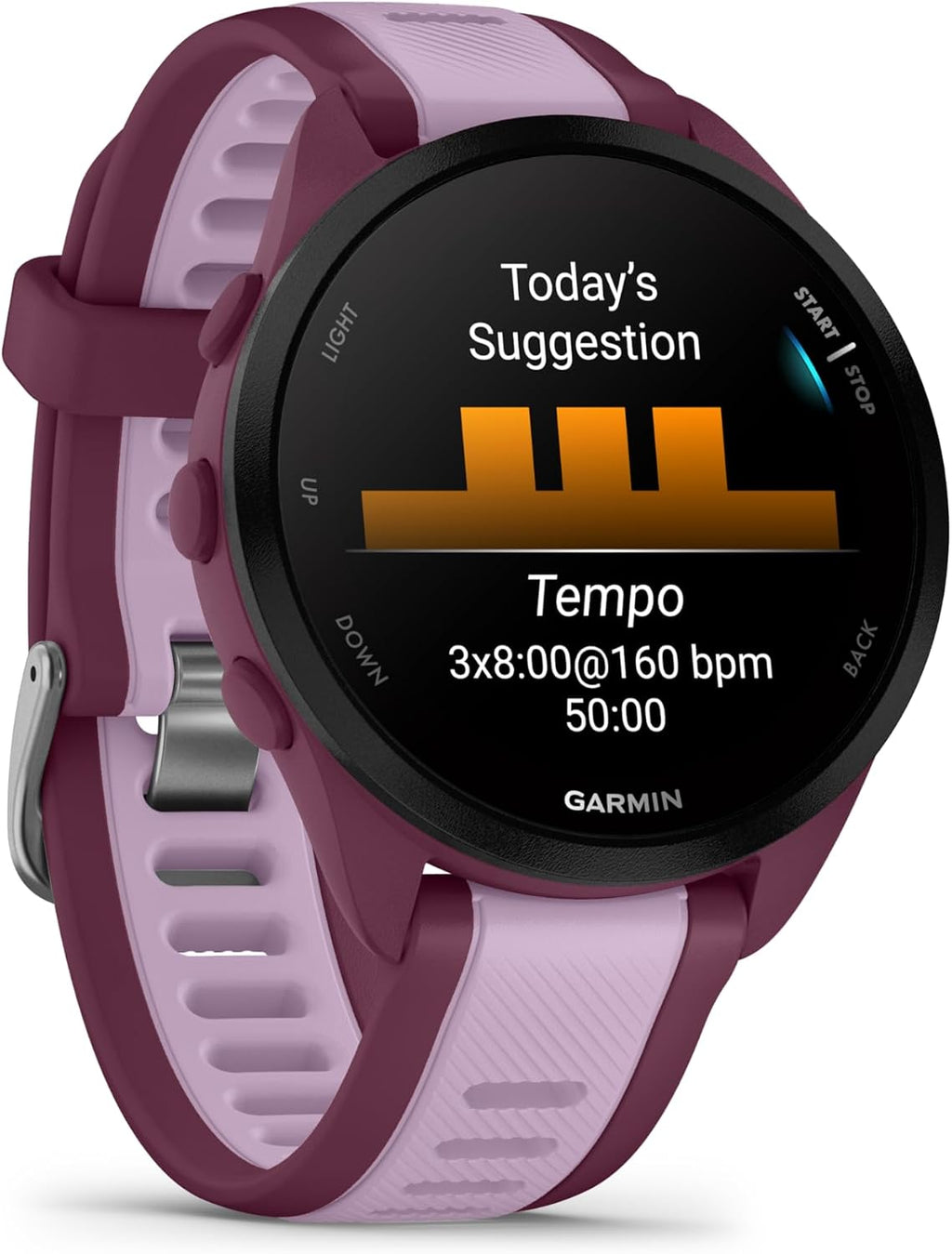 Garmin Forerunner 165 Music GPS Running Smartwatch, Fitness Tracker Smart Watch for Men and Women Bundle with Accessories - Berry/Lilac