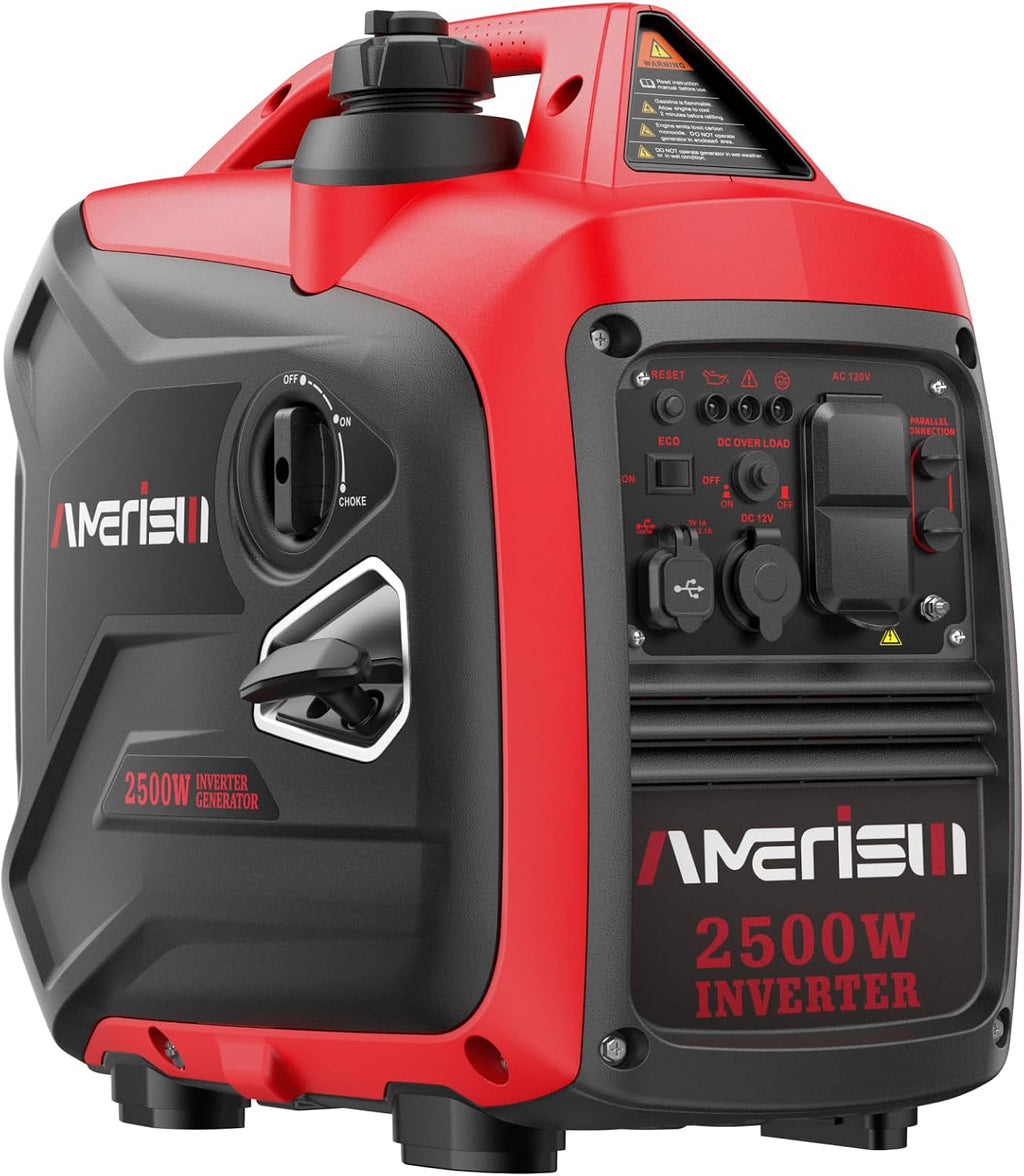AMERISUN 2500W Inverter Generator - Long Runtime, Fuel Efficient, and CO Sensor for Camping, Emergencies, EPA Compliant