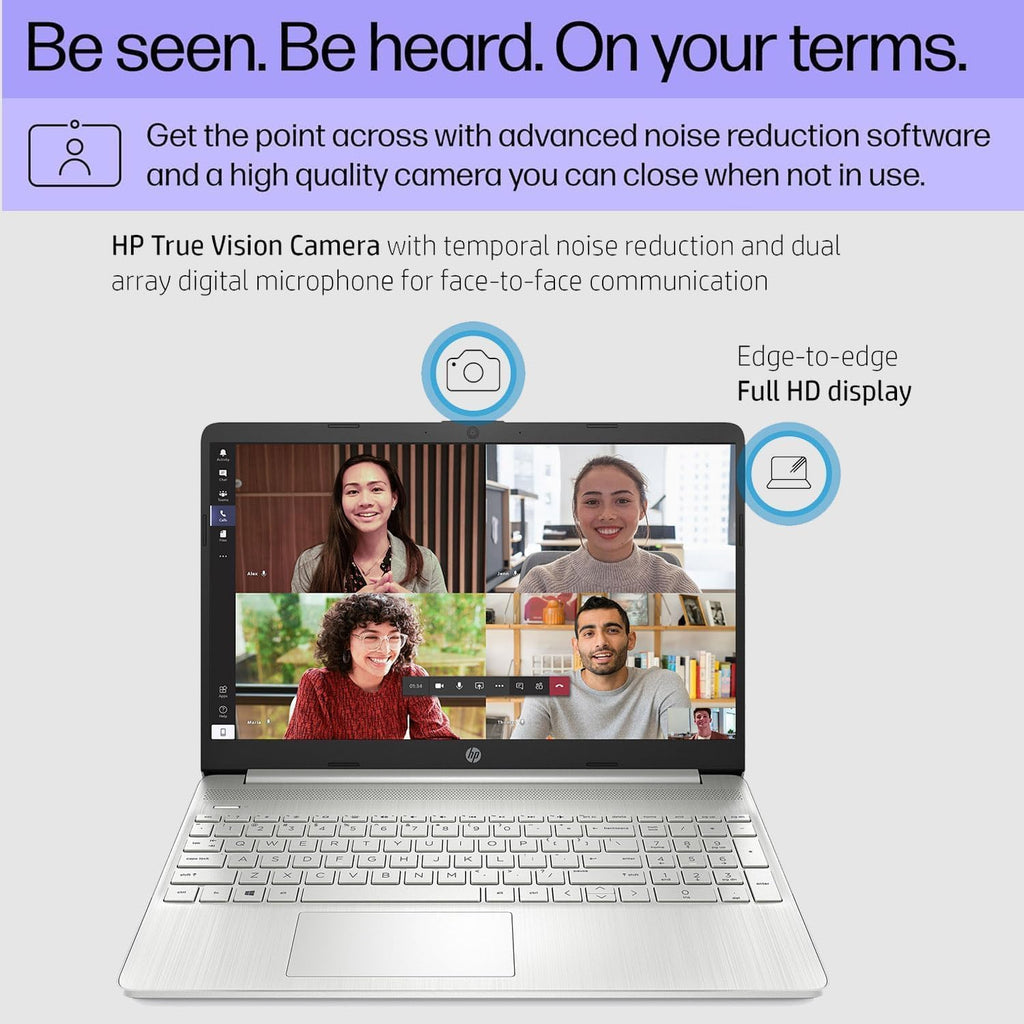 HP 15 inch Laptop, FHD Non-Touch Display, Intel Core i5, 12 GB RAM, 256GB PCIe SSD, Intel UHD Graphics, Windows 11 Home, Natural Silver, 15-dy2795wm