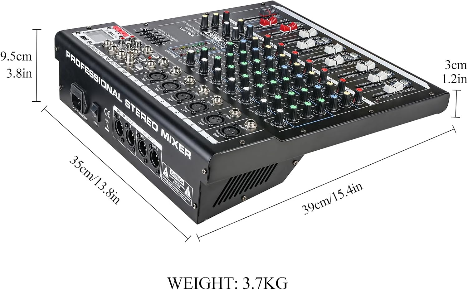 Dj Mixers 8 Channel Audio Mixer Sound Board with Bluetooth, Usb Audio Interface with 48V Phantom Power Sounds Mixer Board with FX Reverb Delay Effect for Streaming