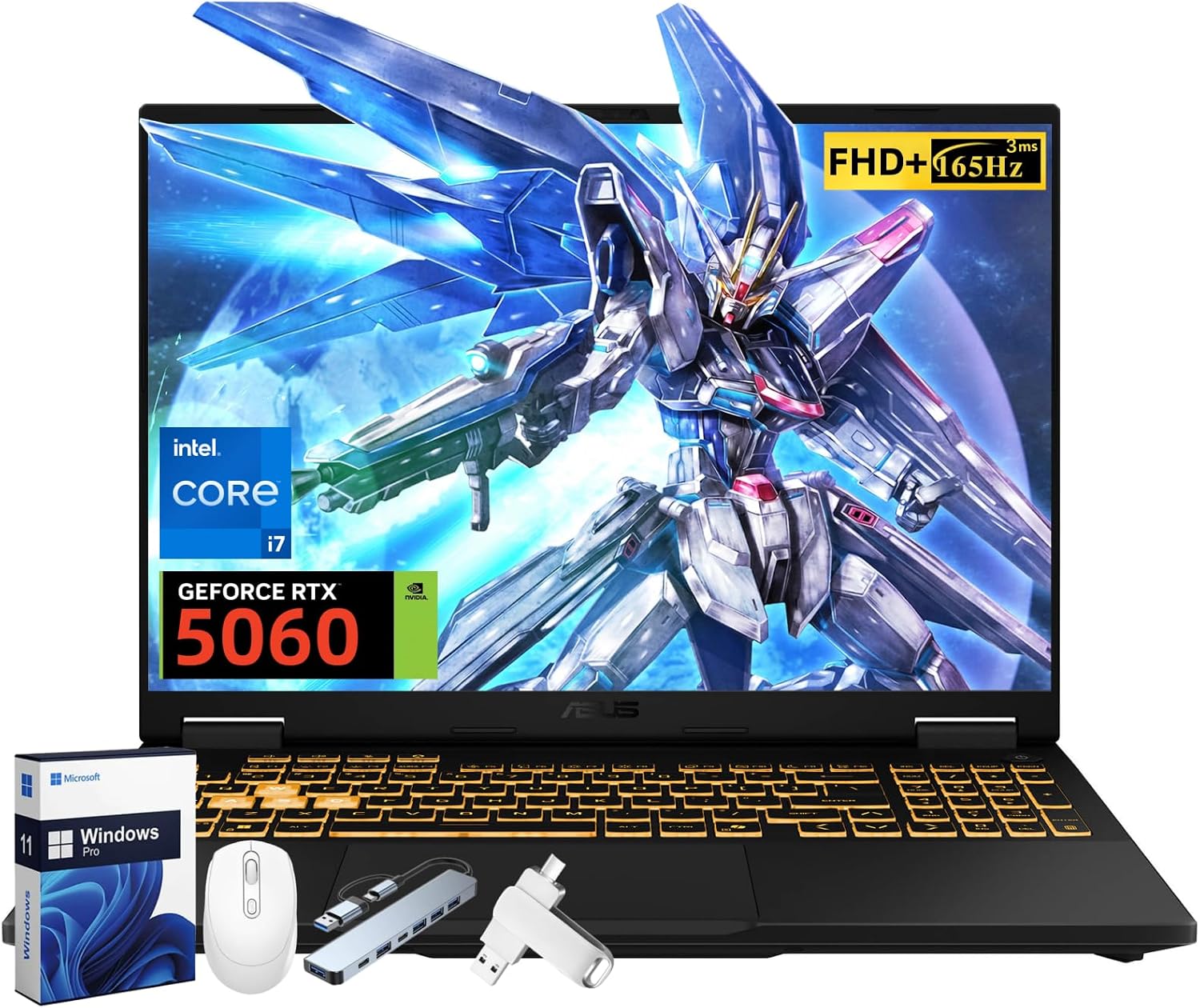 ASUS TUF F16 Gaming Laptop, NVIDIA RTX 5060 (Beat 4070), Intel 14th i7(Up to 5.2GHz, 16 Cores), 16' FHD+ 165Hz Anti-Glare LCD Display, WiFi 6E, 32 GB DDR5, 1 TB SSD, Windows 11 Pro, Accessories