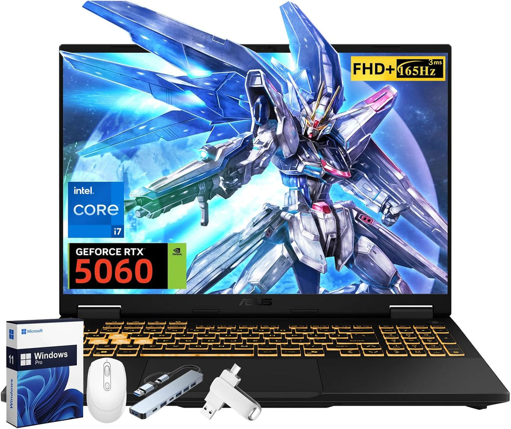 ASUS TUF F16 Gaming Laptop, NVIDIA RTX 5060 (Beat 4070), Intel 14th i7(Up to 5.2GHz, 16 Cores), 16' FHD+ 165Hz Anti-Glare LCD Display, WiFi 6E, 64 GB DDR5, 2 TB SSD, Windows 11 Pro, Accessories