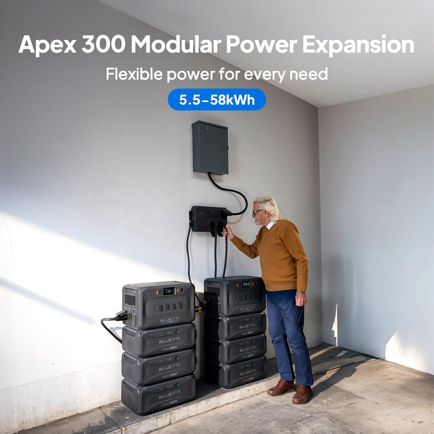 BLUETTI Expansion Battery B300K×2, 5529.6Wh LiFePO4 Battery Pack for Power Station Apex 300 Only, Extra Battery for Home, Emergency, Road Trip