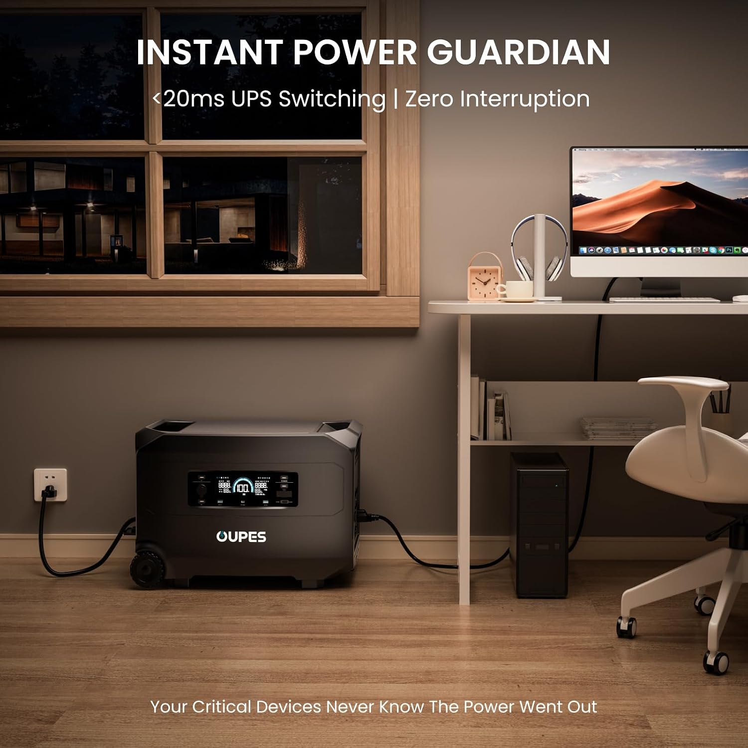 OUPES Guardian 6000 Portable Power Station, 120V/240V 6000W AC Output, 4608Wh LiFePO4 Battery Expandable to 41kWh, Backup Solar Generator for Home Emergency, Job Sites, RV & Off-Grid Living