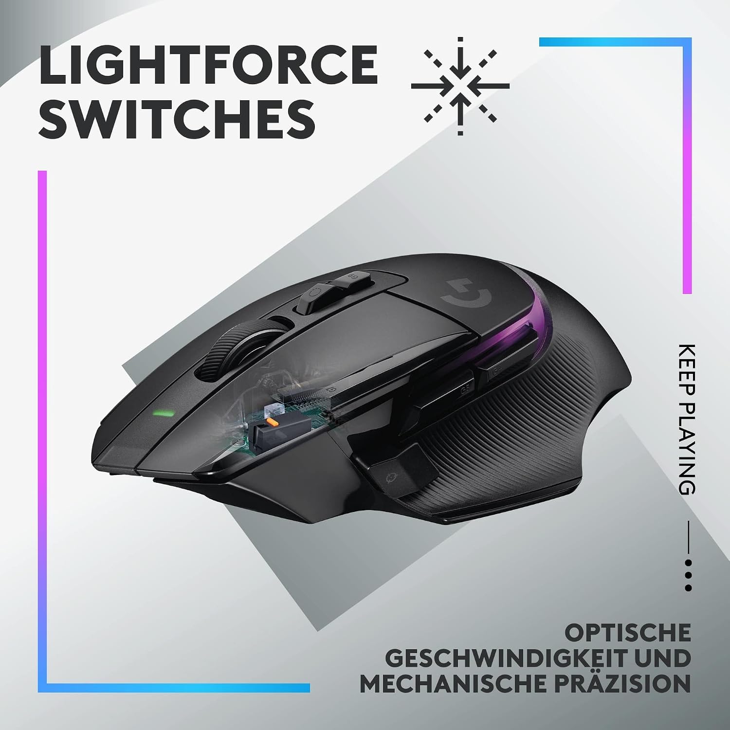 Logitech G G502 X PLUS LIGHTSPEED Wireless RGB Mouse for Gaming - Optical Mouse with LIGHTFORCE Hybrid Breaker , LIGHTSYNC RGB, HERO 25K Gaming Sensor, Compatible with PC - MacOS/Windows - Black