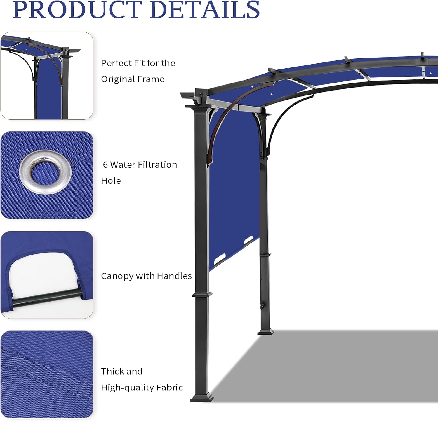 Pergola Canopy Replacement Cover for Lowe's Allen + Roth 10x10 Ft Freestanding Pergola, 200' x 103' Shade Cover, Compatible with Model #L-PG152PST-B,Cover Only (Blue)