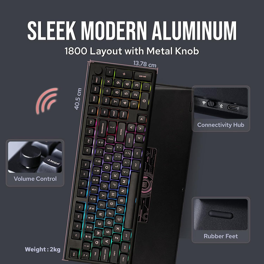 EPOMAKER Galaxy100 QMK/VIA Wireless Gaming Keyboard, Aluminum Shell, BT/2.4Ghz/USB-C, Pre-Lubed Hot-Swappable Linear Switches, NKRO, RGB Backlit (Black, Wisteria Linear Switch)