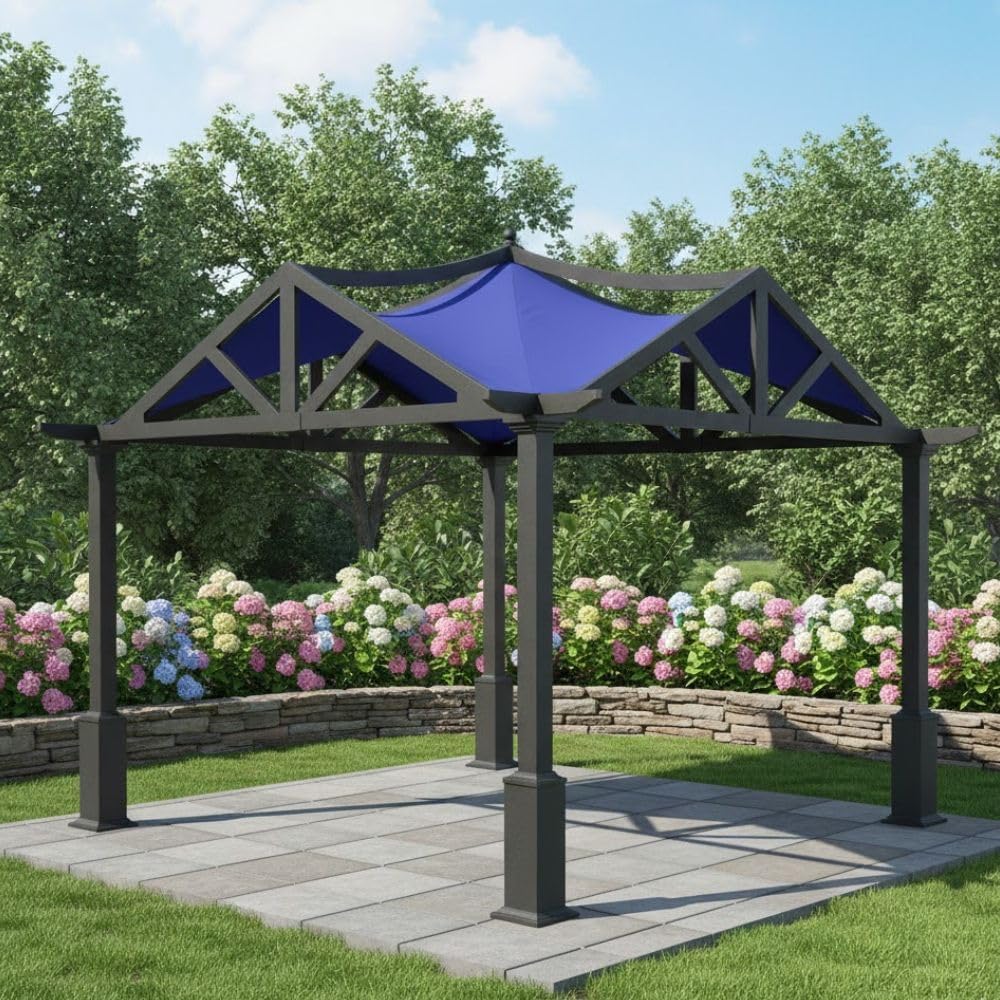 Garden Winds Reinforced RipLock 350 Replacement Canopy Top Cover Compatible with Garden Treasures 10' x 10' Pergola Models GF-9A037X, GF-12S039B - True Navy