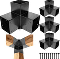 Pegola Bracket Kits 4PacK,3-Way Right Angle Corner Woodwork Brackets for 6'x6' (Actual:5.5'x5.5') Lumber,DIY Metal Wood Beam Brackets for Patio Pavilion,Log Cabin Outdoor Kitchen with Screws