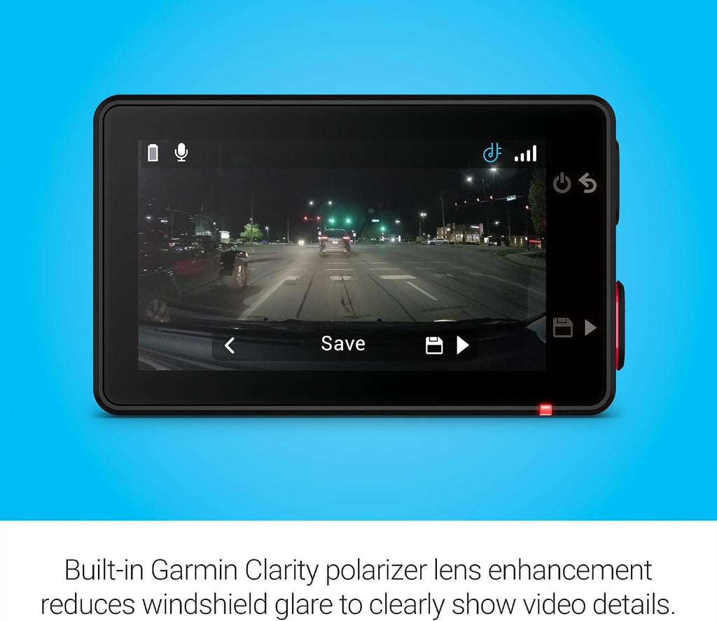 Garmin Dash Cam™ X310, Compact 4k Ultra HD Touchscreen Dash Cam with a 140-degree Field of View, Built in Clarity™ Polarizer, Voice Controlled, GPS, 2.4' Display, Automatic Recording